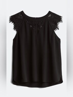 41 Hawthorn Black Lace Yoke Sleeveless Camisole Top